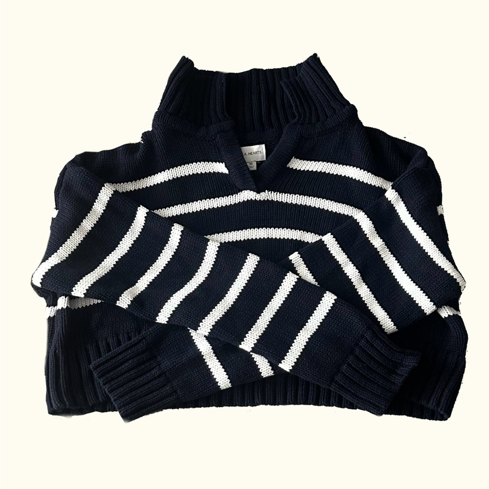 PACSUN “LA hearts” Women’s CREWNECK striped&cropped